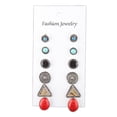 thumbnail image 1 of Pendientes vintage de 6 parejas para diseñar adornos de de imitación de piedras preciosas triangulares para niña Zulema Ear Studs, 1 of 8