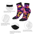 thumbnail image 3 of Goofa Purple Flower Pattern Non Slip Socks with Grips for Elderly, Crew Socks Yoga Hospital Socks Cushioned Sole Gripper Socks for Men Women, 3 of 5