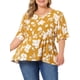 thumbnail image 1 of Women's Plus Size Tops for Women V Neck Floral Print Ruffle Short Sleeve Tiered Babydoll Blouses Yellow 3X, 1 of 7