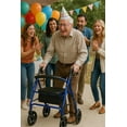 thumbnail image 5 of Caring 4-Wheel Rollator Walker for Seniors – Blue Rolling Walker with Seat, Hand Brakes & Storage – Heavy Duty Frame Supports 350 lbs – Foldable Mobility Aid, 5 of 5