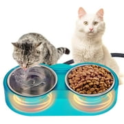 Heated Water Bowl for Cats - 48Oz Outdoor Heated Pet Dog Bowl with 2 Stainless Steel Bowl, Thermostatic Control for Keeping Water and Food from Freezing in Winter Cat Gifts