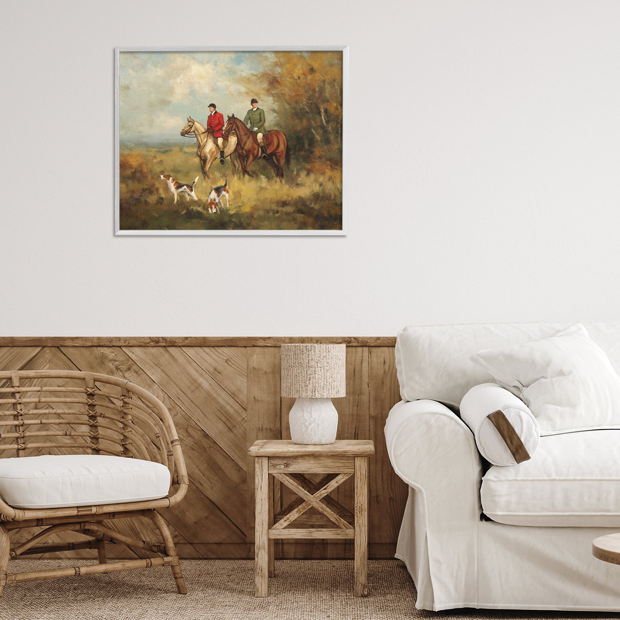 Stupell Industries Autumn Riders with Hounds White Framed Giclee Art, design by Ziwei Li