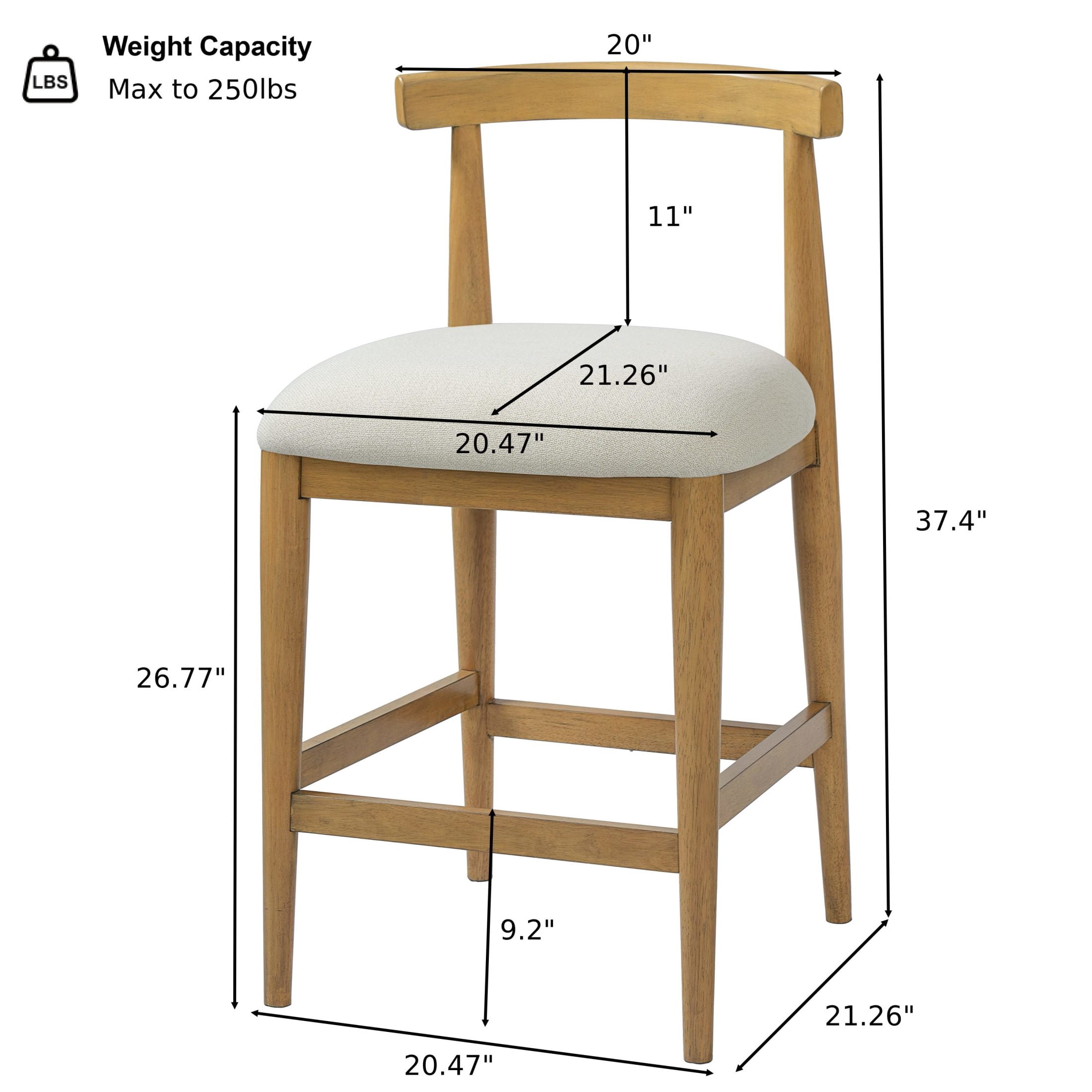 Christopher Knight Home Modern Fabric Upholstered Counter Height Bar Stools, Natural+Beige, Set of 2