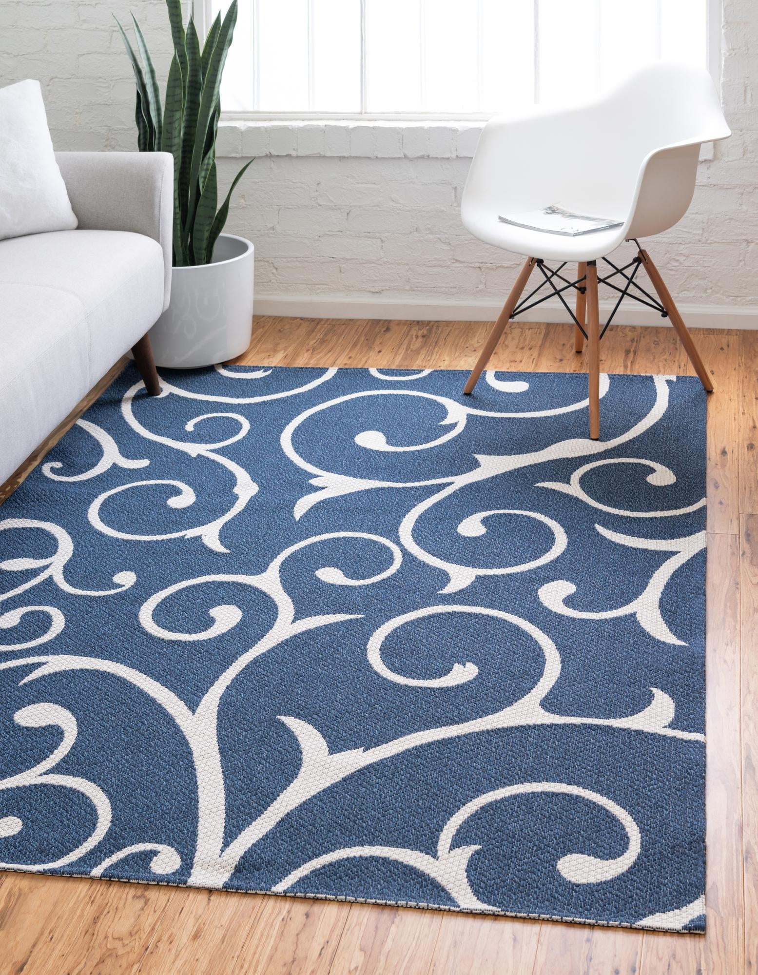 Collection Rug 5' x 8' Navy Blue Flatweave Rug