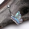 thumbnail image 3 of Abalone Natural Shell Butterfly Belly Button Ring, 3 of 4