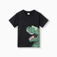 thumbnail image 3 of PatPat Boys Clothes Set Black Dinosaur Graphic Tee with Army Green Pocket Design Shorts Sizes 5-12, 3 of 9