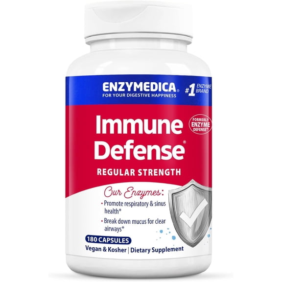 Enzymedica, Immune Defense, Regular Strength, Proteolytic Enzymes for Immune Support, 180 Count