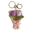 thumbnail image 2 of Uxgjfwu Sweet Hand Knitted Bouquet Keychain, Crochet Flower Bundle Pendant for Bag Decoration, Elaborate Yarn Ornament for Valentines Day Gift, Personalized Accessory, 2 of 6