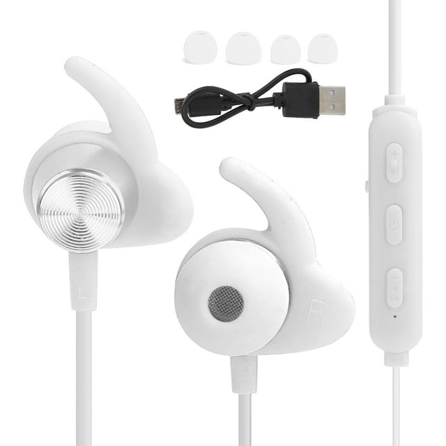 Auriculares deportivos Bluetooth Auriculares montados en el cuello Auriculares HIFI magnéticos inteligentes (blanco)