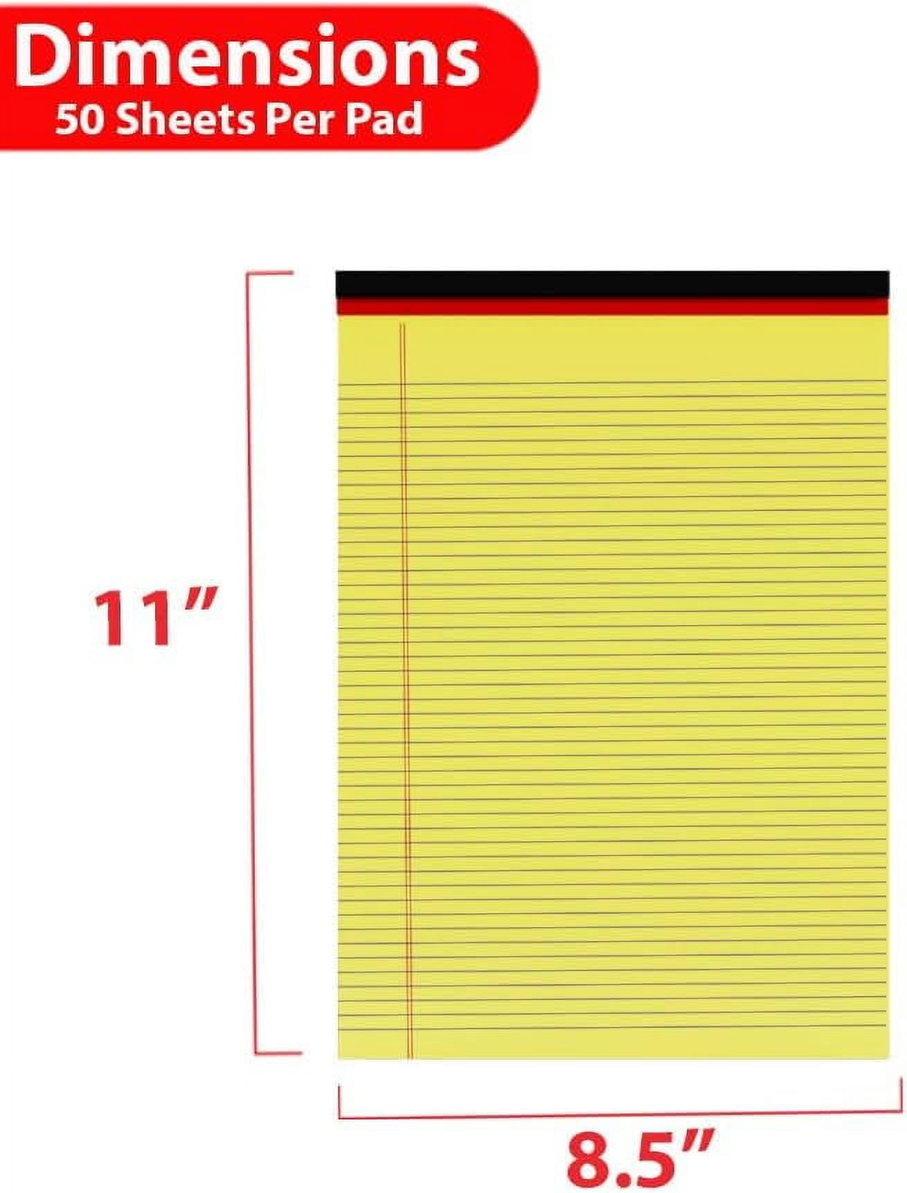 E-Clips USA 50-Sheet Legal Wide Ruled Paper Notepads with Chipboard Back, Canary Yellow, 48-Pack