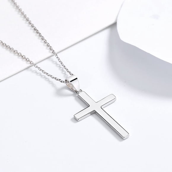 Honeyrain Collection Unisex Necklace Set Sterling Silver Cross Pedant for Women Men Children with Pedant and Chain Necklace Set 1 Pcs