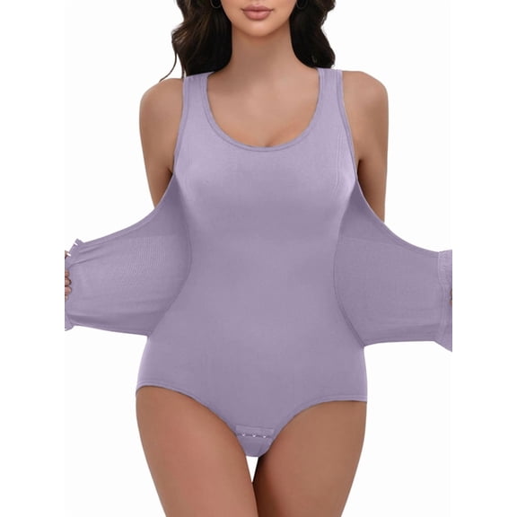 Women'S Sleeveless Hook-and-Eye Tummy Lift Shaping Bodysuit Light XL