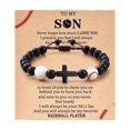 thumbnail image 4 of Pulsera de cuentas de fútbol, regalo, pulsera de entrenador de fútbol esmerilada negra, pulsera de béisbol de ojo de tigre, 4 of 4