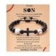 thumbnail image 5 of Pulsera de cuentas de fútbol, regalo, pulsera de entrenador de fútbol esmerilada negra, pulsera de béisbol de ojo de tigre, 5 of 5