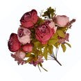 thumbnail image 3 of Worallymy Ramo de flores artificiales de peonía para el hogar y la oficina decoración floral falsa ramo de flores de seda para fiesta de boda rojo oscuro Worallymy JD735805095, 3 of 5