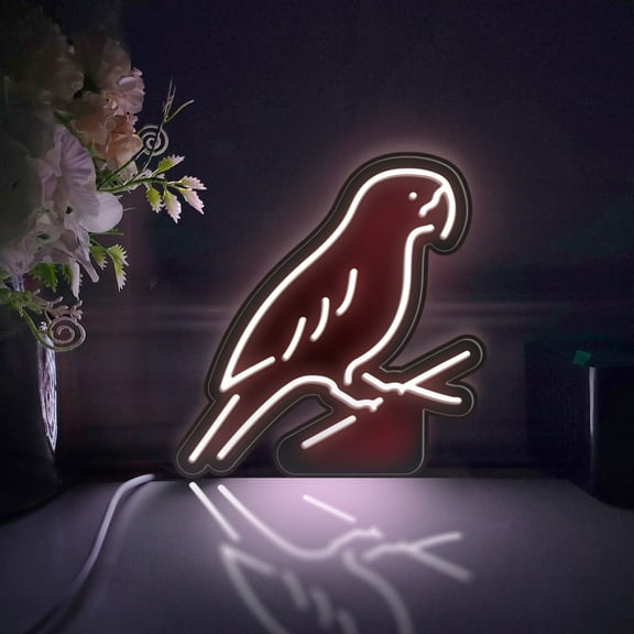Parrot Bird Led Light Box, Dimmable Neon-Like Light Signs USB Power for Wall Decor Bedroom Decoration, Static Light (WxH) 6"x6"