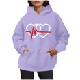 thumbnail image 6 of Posijego Womens Cute Hoodies Heart Hooded Long Sleeve Sweatshirts with Pocket Women's Pullover Tops, 6 of 6