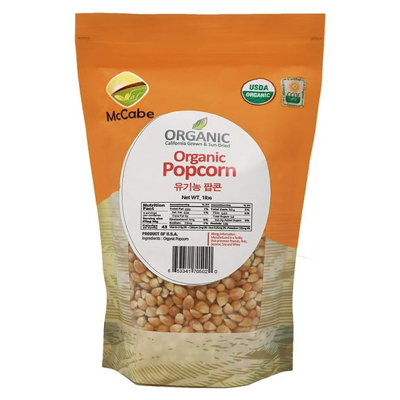 McCabe Organic Popcorn - Popcorn Kernels | Rich with Fiber & Minerals | USDA and CCOF Certified | Product of USA | 1Lb