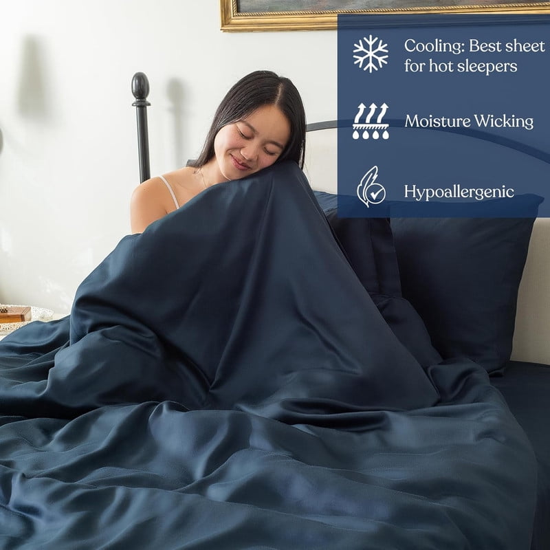 Delara 100% Eucalyptus Lyocell Tencel Bedding Sheet Bundle, California King 7-Piece Set, Cooling, Silky Soft, Breathable Sheets, Carbon