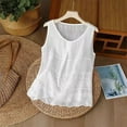 thumbnail image 3 of Breezora Bohemian Embroidered Linen Tank Top Women's Strappy Summer Vest Casual Wear XL Size White, 3 of 10