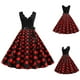 thumbnail image 2 of Moda para mujer A Line Flare Vintage Dress Prom Swing Sin mangas Polka Dot Printing Party Dress Fridja  hjkh285, 2 of 6