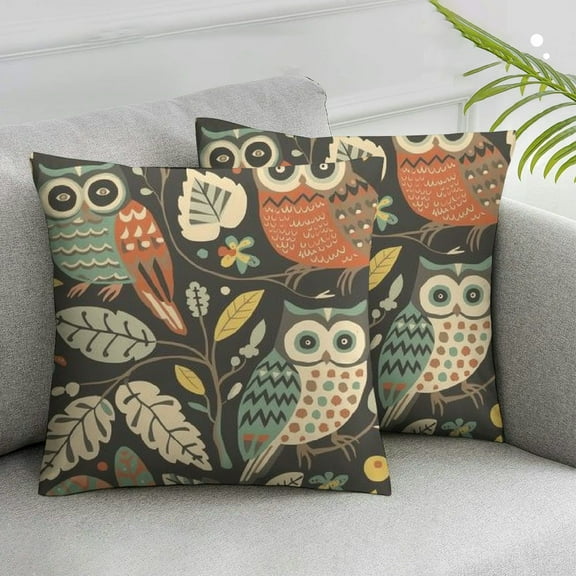 JRXY Owl Throw Pillow Cover Couch Pillow Case Square Outdoor Pillow Sofa Bed  Pillowcase Decorative 2pcs White