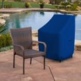 thumbnail image 4 of Stackable Chair Cover 18 Oz Waterproof - 100% UV & Weather Resistant PVC Coated Patio Furniture Cover with Air Pockets & Drawstring for Snug Fit (40W x 40D x 36H x 15 FH, Blue), 4 of 6