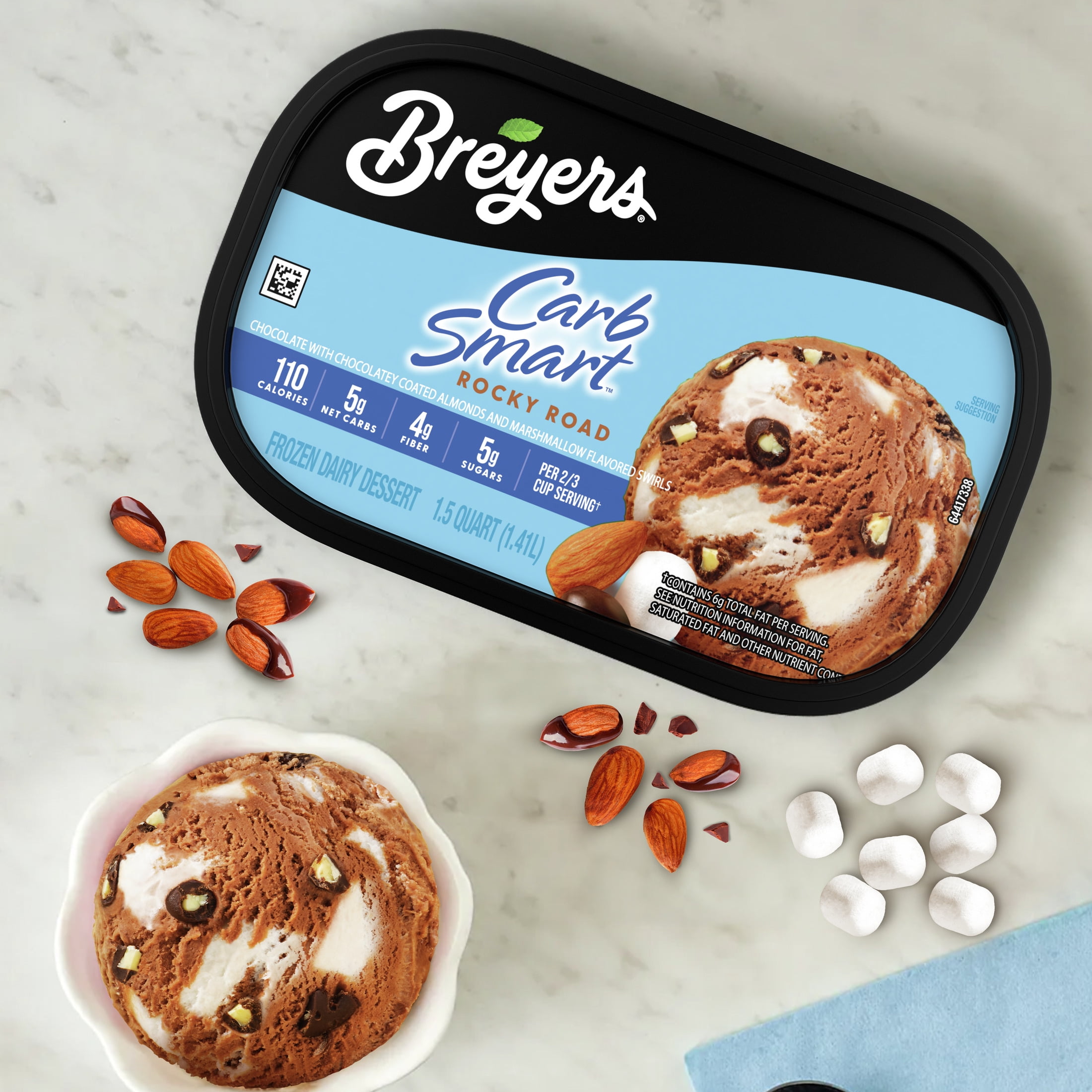 Breyers CarbSmart Rocky Road Chocloate Ice Cream Frozen Desserts, 1.5 Qt
