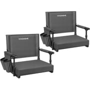 SPECSTAR Stadium Seats with Back Support and Cushion, 2 Pack Portable Bleacher Chairs with Cup Holder and Shoulder Strap