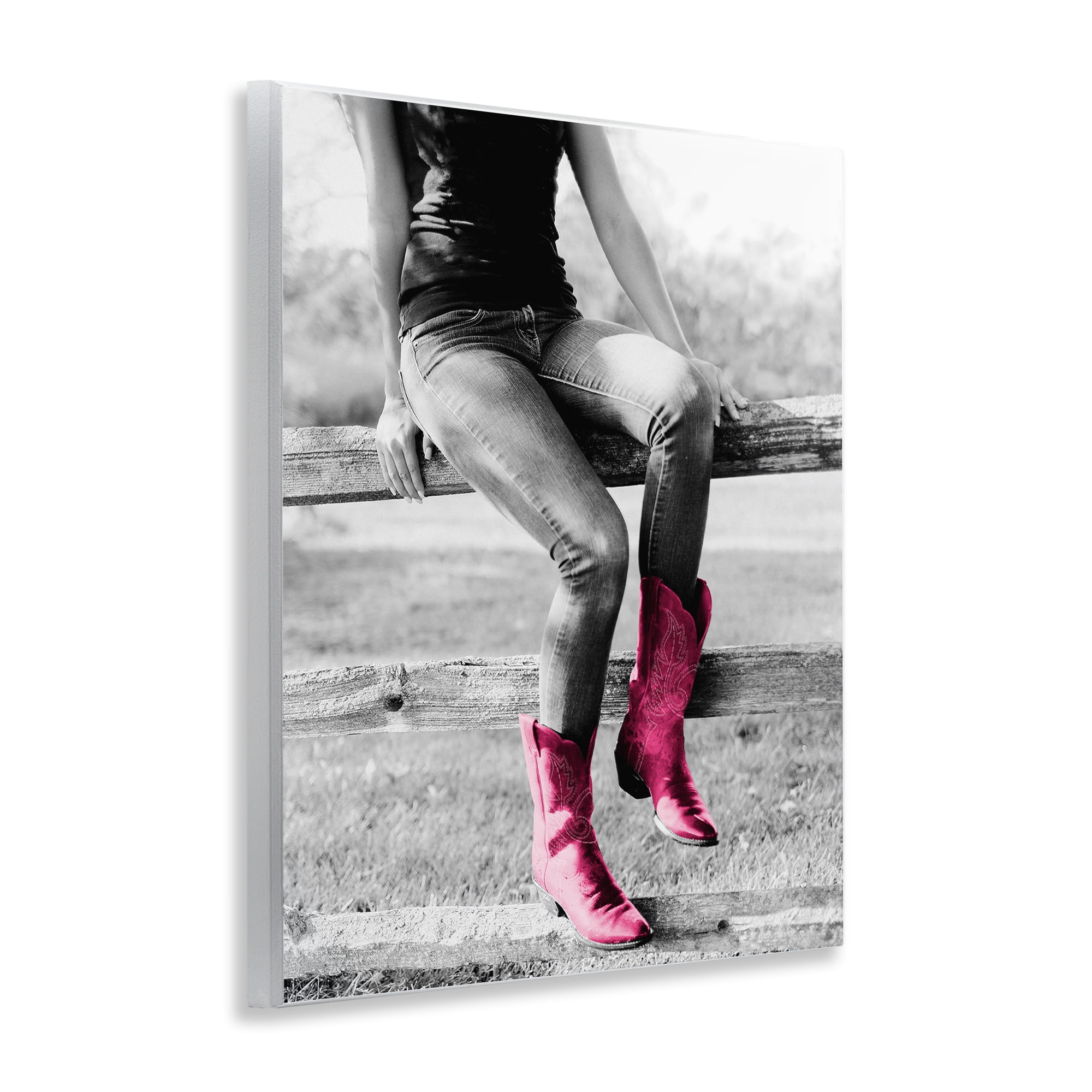 Stupell Industries Glam Cowgirl in Boots Novelty Painting Unframed Art Print Wall Art, 11 x 14