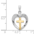 thumbnail image 4 of Sterling Silver Rhodium-plated Gold Tone D/C Cross Heart Pendant QC9723, 4 of 4