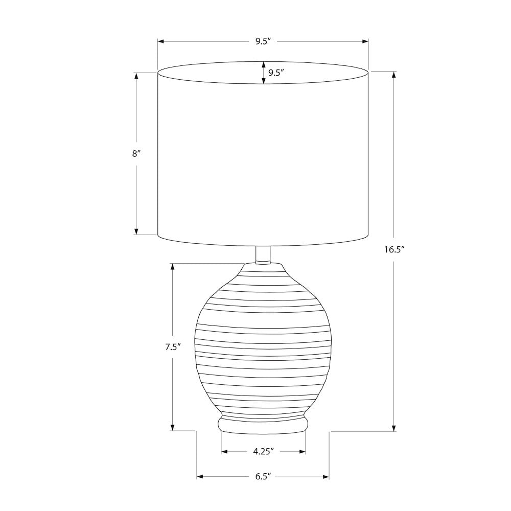 Lighting - 17"h Table Lamp - Black Ceramic Base - Ivory Shade - Transitional