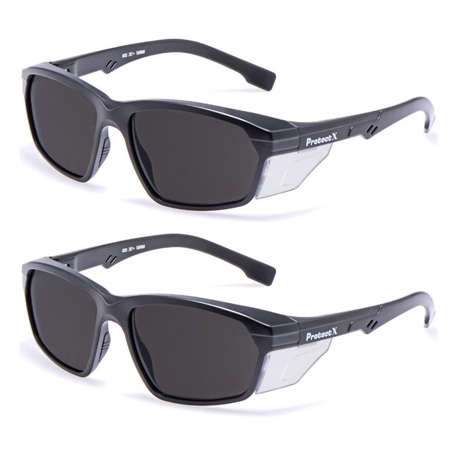 Gafas de seguridad ProtectX Voyager, color ahumado, antivaho, paquete de 2