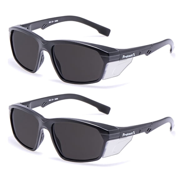 Gafas de seguridad ProtectX Voyager, color ahumado, antivaho, paquete de 2