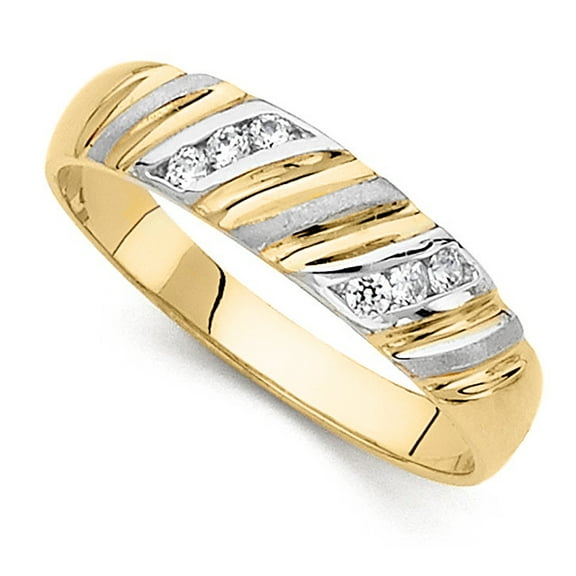 Precious Stars 14K Two-Toned Gold Cubic Zirconia 5-mm Men's Wedding Band