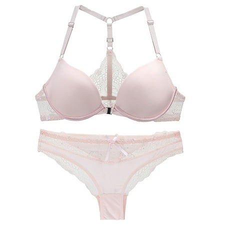 

JYNZ Bralettes for Women Sports Bra Light Support Strappy Bra Push Up Bra Women s Lingerie Set Sexy Lace Bra And Panties Summer Thin Lingerie Set Pink XL