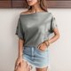 thumbnail image 2 of Gibobby Camisetas de verano para mujer Camiseta manga corta informal con hombros descubiertos color liso para mujer(Gris,G), 2 of 5
