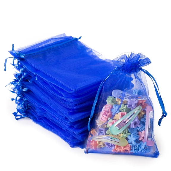 100PCS Moon Star Organza Bags, 4x6 inches (10x15cm) Small Mesh Bags Drawstring, Jewelry Gift Pouches for Wedding, Party, Festival, Makeup Organza Favor Bags
