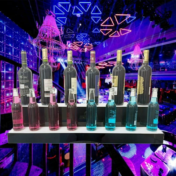 31” 2 Step Tier LED Lighted Liquor Bottle Glowing Display Shelve Remote Control