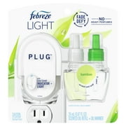 Febreze LIGHT PLUG Air Freshener, Bamboo, Starter Kit & (1) .87 oz Oil Refill