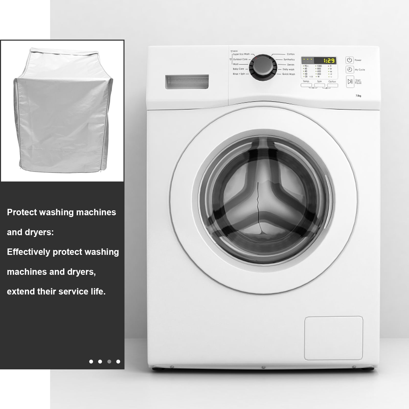 PAMINGONO Washer Dryer Top Cover with Easy Zipper, Oxford Cloth Protector for Daily Use