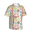 thumbnail image 3 of Xecao Colorful Donuts print Hawaiian shirt - a stylish short-sleeve button-down for men, perfect for casual beach and tropical outings., 3 of 9