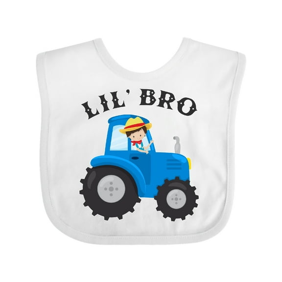 Inktastic Farmer Tractor Little Bro Boys Baby Bib