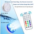 thumbnail image 2 of Hot Tub Lights, IP68 Waterproof Pond Light, Submersible LED Light with Magnetic Suction Cups, RF Remote Pool Lights, for Garden Pool Fish Tank Decorations (2 Pack), 2 of 5