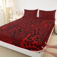 thumbnail image 3 of Homewish Cheetah Leopard Print Queen Sheet Sets, Chic Red Abstract Ombre Fitted and Flat Sheet, Modern Fashion Style Breathable Home Decor, 4-Piece, 3 of 7