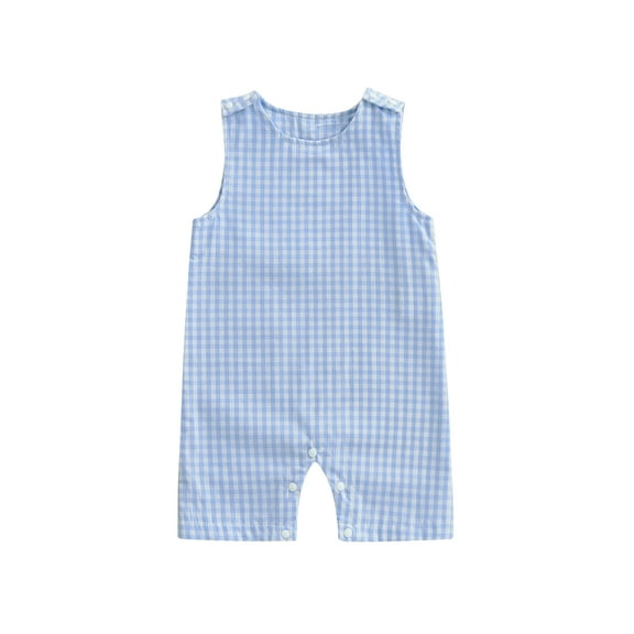 BemeyourBBs Baby Summer Tank Romper Plaid Sleeveless Round Neck Jumpsuit