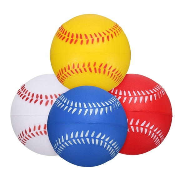 Uxcell Soft Sponge Foam Baseballs, PU Solid Baseballs Training Practice Ball 9" & 4 Pack & White/Yellow/Red/Blue-Fitting for (Daily Practice/Fun Sports/Competition)
