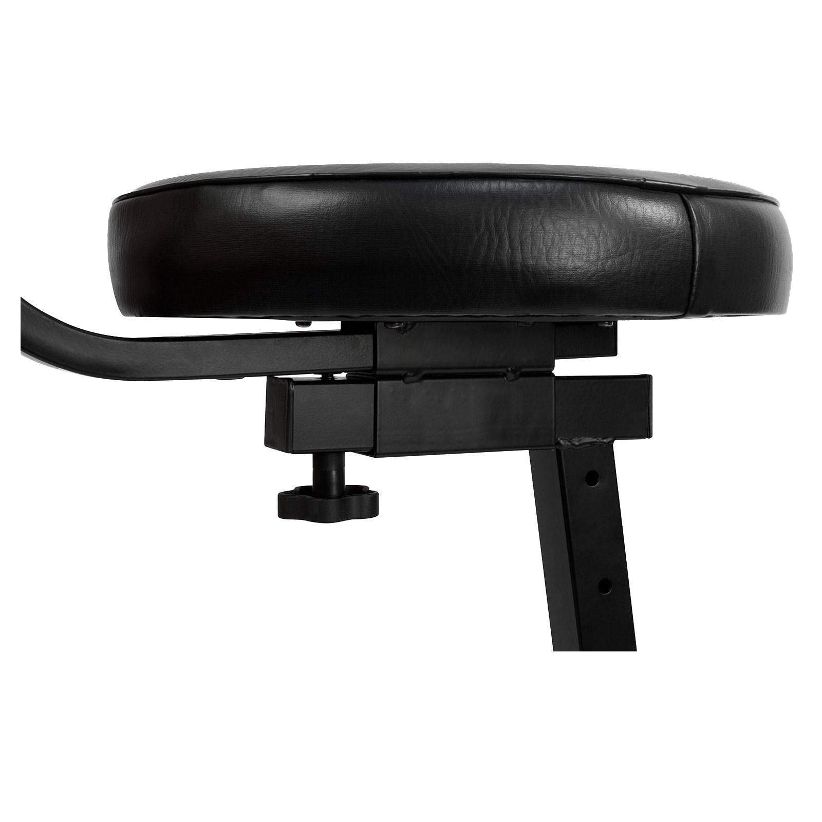 Ultimate Support JS-MPF100 Music Performance Chair with Double X-Style DJ Coffin Keyboard Stand Package