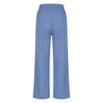 thumbnail image 4 of VERUGU Wide Leg Pants Women Casual Loose Elastic High Waist Palazzo Trousers with Pockets Summer Solid Lounge Drawstring Straight Full-Length Pants Beach Travel Vacation Outfits Sky Blue L, 4 of 6
