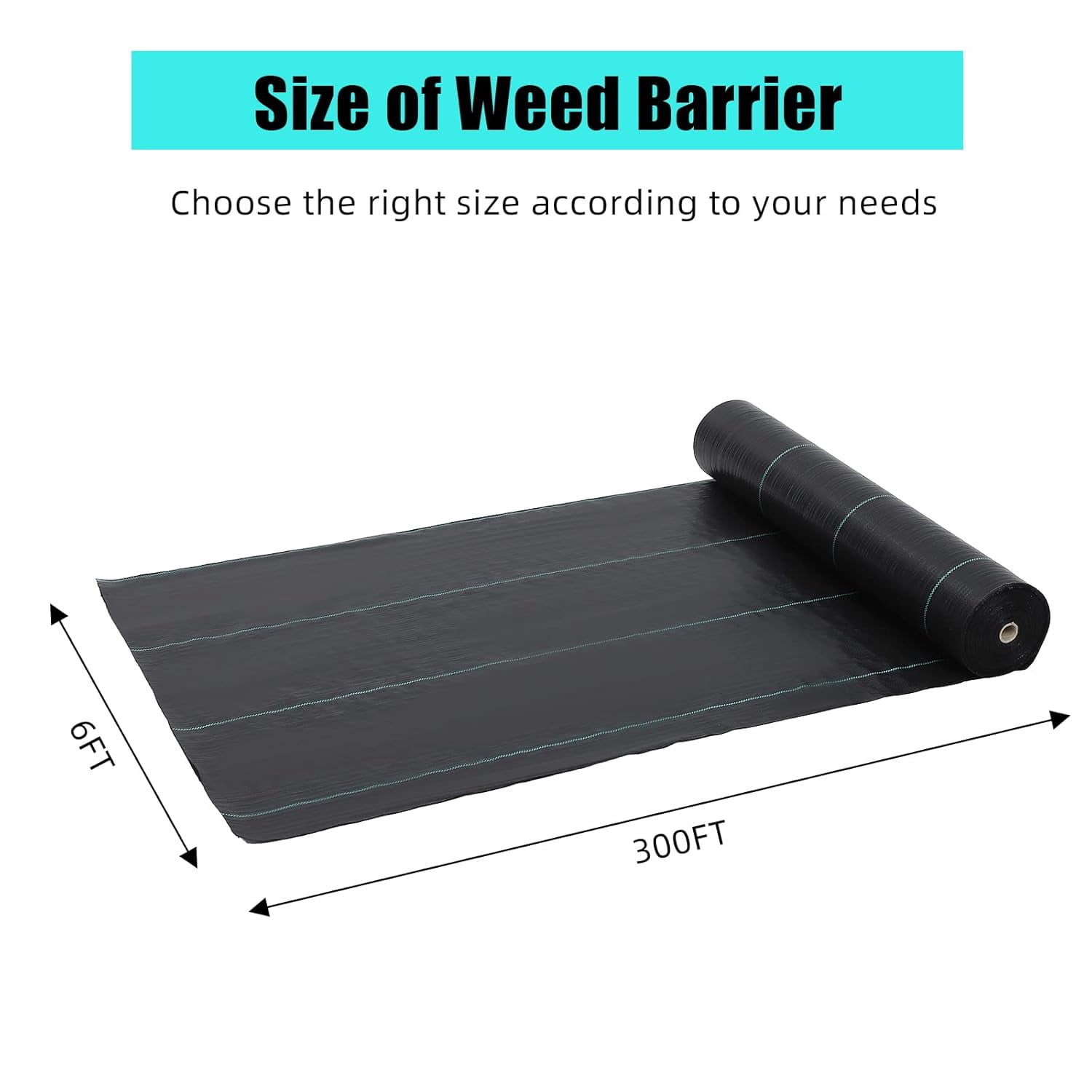 QinaQin 3x300FT-2.4oz Premium Weed Barrier Landscape Fabric,Weed Control Fabric,High Permeability for Flower Bed,Driveway Fabric Ground Cover,Black
